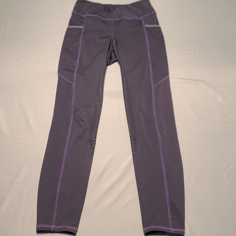 Riding Sport Dover Saddlery Equestrian Tights Women S Gray Purple Full Seat Grip